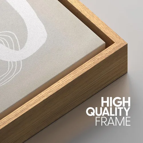 Miniatura 673 de SIGNWIN Lienzo enmarcado para pared, arte con pinceladas de flujo neutro en tonos beige abstractos, ilustraciones, arte moderno, decorativo