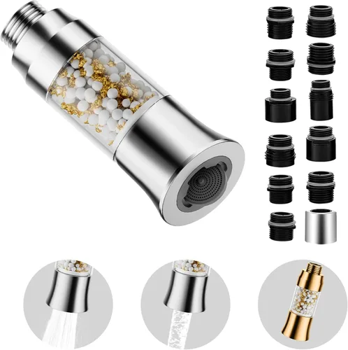 Reemplazo de cabezal de grifo de cocina de metal con filtro, filtro de agua de cabezal rociador desplegable para fregadero, 2 modos de reemplazo del