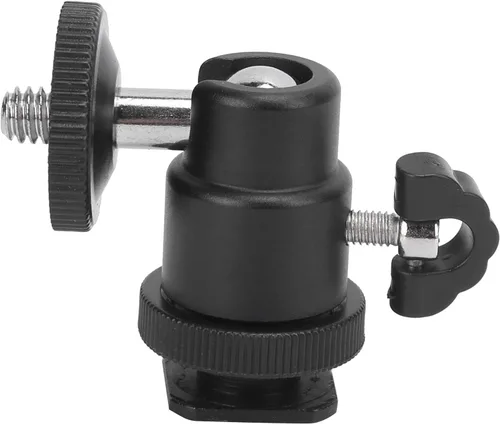 Cabeza de bola de trípode para cámara, mini cabeza de bola de 1/4 pulgadas, rotación de 360°, cabeza de bola de metal portátil con perilla de