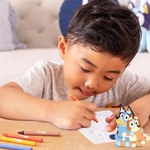 Miniatura 6 de Funda Bluey Imagination, 15 juegos y actividades, juego Bluey apto para viajes con marcadores, crayones, globos, marionetas y juegos para niños de 3