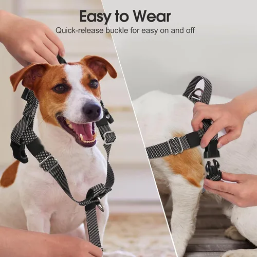 Miniatura 4 de Annchwool Arnés ajustable para perro, ligero, sin tirones, con asa para perros pequeños, medianos y grandes, clip frontal, arnés de chaleco fácil