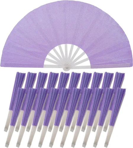 Miniatura 21 de 10 ventiladores plegables grandes de mano para hombres y mujeres, abanicos decorativos plegables, accesorios rave, utilizado para bailes, fiestas