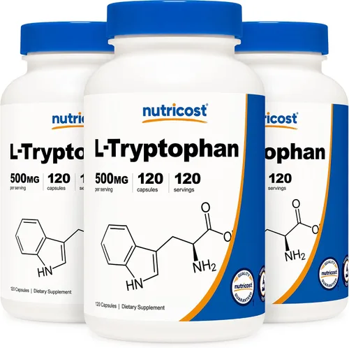 Miniatura 7 de Nutricost L-triptófano 500 mg, 120 cápsulas (2 botellas)