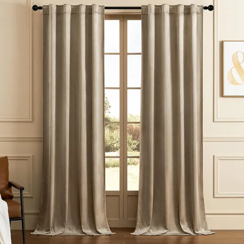 Miniatura 38 de Timeper Cortinas opacas de terciopelo negro de 42 pulgadas de ancho x 84 pulgadas de largo, cortinas opacas para dormitorio, sala de estar, cortinas