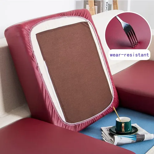 Miniatura 10 de Funda de piel sintética para sofá, funda elástica de cojín de 1/2/3/4 plazas, funda protectora impermeable de muebles para sofá, silla, asiento
