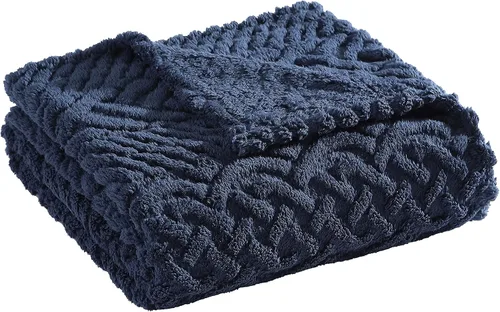 Miniatura 10 de Nautica - Manta de punto trenzado, suave ropa de cama Sherpa de punto trenzado, acogedora decoración del hogar para cama o sofá