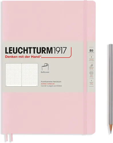 Miniatura 15 de LEUCHTTURM1917 - Cuaderno mediano A5 de tapa blanda, 123 páginas numeradas para escribir y llevar un diario (color negro, cuadriculado)
