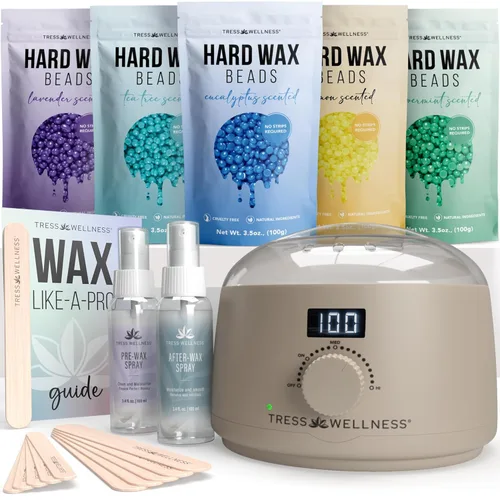 Miniatura 16 de Kit de depilación Tress Wellness para piel sensible, seguro para cara y piel, spray de preparación y cuidado posterior, fácil de usar, kit para uso