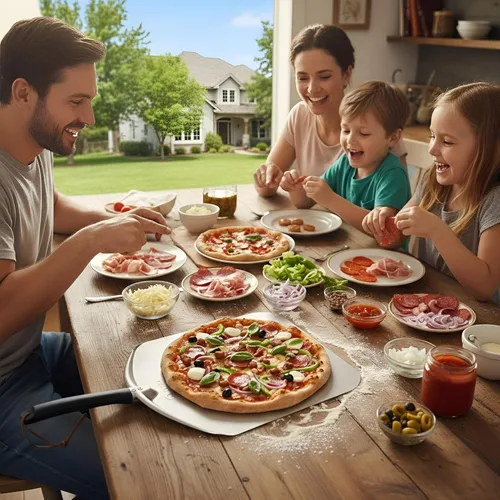 Miniatura 9 de Pala de pizza de aluminio de 14 pulgadas, paleta de torneado de pizza de metal extra grande, espátula antiadherente para pizza ooni horno, hornear