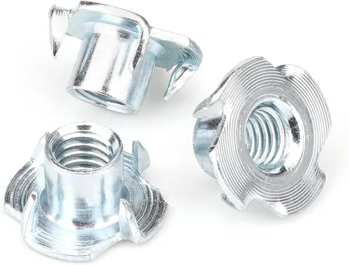 Miniatura 11 de Tuercas en T de 1/4"-20 (Paquete de 100), acero chapado en zinc resistente a la corrosión, longitud de barril de 5/16", tuerca en T de 4 puntas