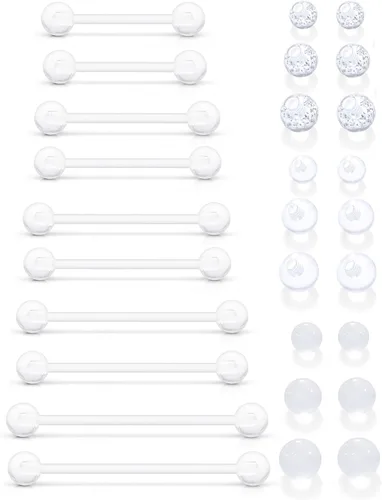6mm-38mm 14G 16G Anillos de pezón transparentes de plástico para lengua, aretes industriales para cirugía, embarazo, ombligo, anillo de bioflex