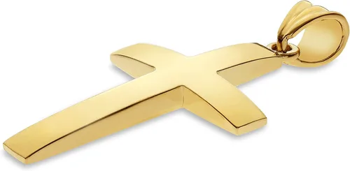 Miniatura 2 de Colgante de cruz de oro macizo de 14 quilates biselado liso para hombre