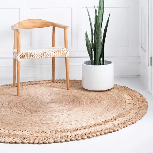 Miniatura 2 de Unique Loom Colección de yute trenzado de calidad clásica, hecha natural, tejida a mano con detalles de remolinos circulares