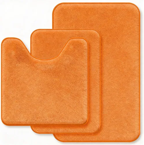 Miniatura 18 de Juego de alfombras de baño negros de espuma viscoelástica de 3 piezas con tapetes para inodoro, suaves y de apoyo, absorbentes de impactos