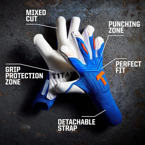 Miniatura 2 de T1TAN Alien Soccer - Guantes de portero de fútbol con corte mixto y agarre Gecko de 0.157 in