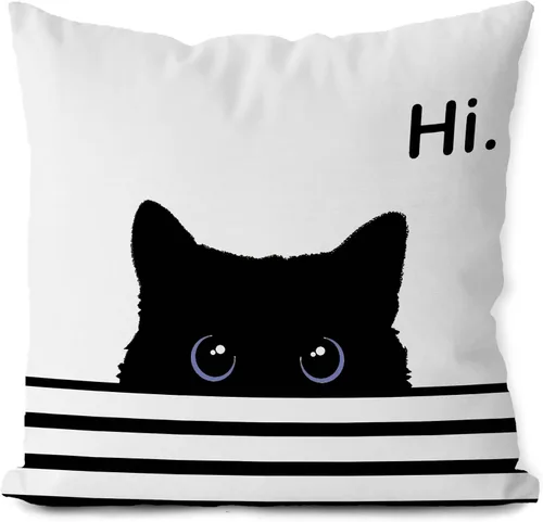 Miniatura 7 de Brand Fundas de Almohada de Gato 18x18 pulgadas - Juego de Regalo de Almohadas Decorativas para Amantes de los Gatos (Rosa y Negro)