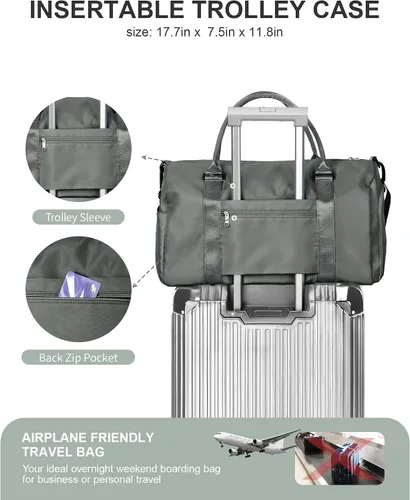 Miniatura 4 de Bolsa de lona de viaje, bolsas de fin de semana para mujeres y hombres, bolsa de transporte durante la noche, bolsa de hospital, bolsa de gimnasio