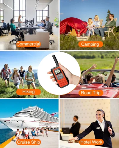 Miniatura 7 de Walkie Talkies de largo alcance para adultos de larga distancia, recargables, paquete de 4 con radios FRS de 2 vías, Waki Taki NOAA, VOX, batería