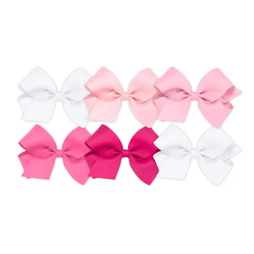 Miniatura 6 de Wee Ones Juego de 6 piezas de lazos para niña, paquete variado de grosgrain sólido en una pinza de pelo antideslizante WeeStay, mediano, azul, azul