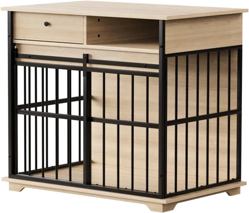 Miniatura 11 de Jaula para perros de alta resistencia, jaula de metal fuerte para perros grandes con 4 ruedas con cerradura (negro, 52 pulgadas)