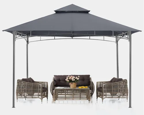 Miniatura 12 de ABCCANOPY Gazebos para patios 10x10 - Gazebo con marco de acero para exteriores para césped, patio trasero, jardín, terraza (gris oscuro)