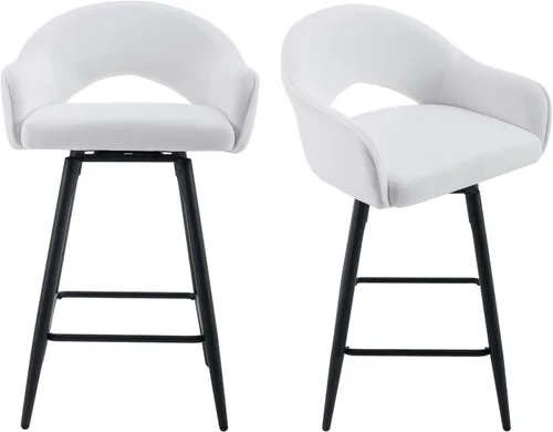 HEAH-YO Juego de 2 taburetes de bar giratorios modernos de 27 pulgadas de altura de mostrador con respaldo y patas de metal negro, taburetes de