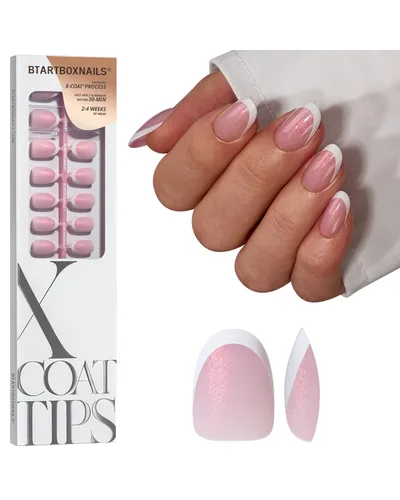 Miniatura 17 de BTArtboxnails XCOATTIPS uñas postizas con punta francesa - Uñas postizas largas cuadradas con base de purpurina rosa, 90 piezas de puntas de uñas