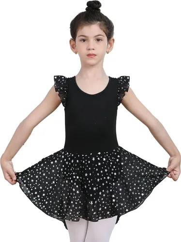 Miniatura 25 de LUOUSE Elegante leotardo de ballet para niñas con falda, mangas con volantes y volantes, perfecto para baile y gimnasia