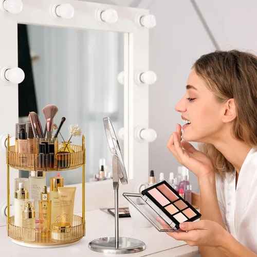 Miniatura 6 de shuang qing Organizador de Maquillaje Giratorio para Tocador, Almacenamiento de Maquillaje Transparente para Cuidado de la Piel de Alta Capacidad