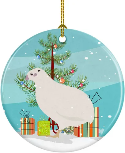 Miniatura 98 de Caroline's Treasures Adorno de cerámica de Navidad pintado o de codorniz chino, decoración colgante de árbol de Navidad verde azulado para el hogar