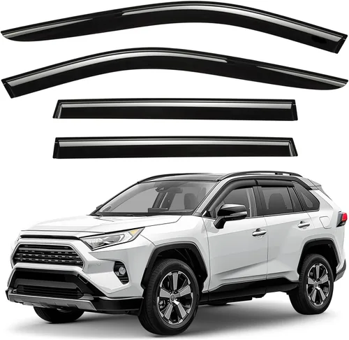 Deflectores de ventana tintados ahumados con cinta adhesiva para ventana lateral, deflectores de lluvia compatibles con Toyota RAV4 2019-2025 - 4