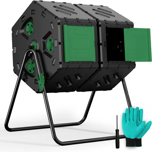 Miniatura 9 de Compostador Giratorio de 22.5 Galones/85L, Contenedor de Compost Fácil de Ensamblar para Exteriores, Compostador Rotativo de 360° para Jardín, Patio