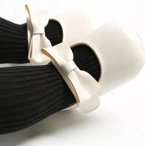Miniatura 4 de Zapatos planos Mary Jane para bebés y niñas con moño, flores, suaves, recién nacidos, primeros pasos, zapatos de cuna, zapatos de vestir para bodas