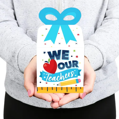 Miniatura 8 de Big Dot of Happiness Thank You Teachers - Cajas de regalo cuadradas - Cajas de lazo de agradecimiento al maestro - Juego de 12