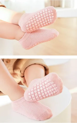 Miniatura 4 de BEHELE Calcetines antideslizantes para bebé, calcetines de malla al tobillo, calcetines delgados para bebés, recién nacidos, niñas, niños, 8 pares