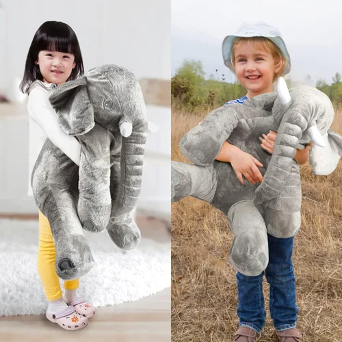 Miniatura 4 de Animales de peluche de elefante gigante de gran tamaño de 24 pulgadas, almohada de elefante de peluche grande, regalo gris para niños, novia