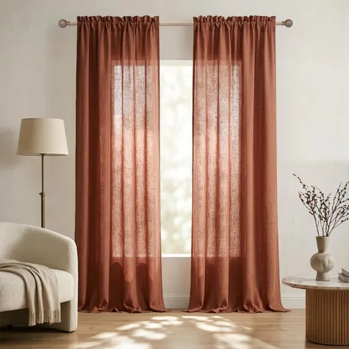 Miniatura 101 de Mrs.Naturall - Cortinas transparentes con bolsillo para barra de 36x63 pulgadas de lino mezclado negro