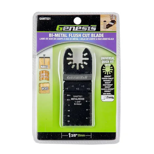 Miniatura 5 de Genesis GAMT521 Universal Quick-Fit 1 3/8" Bi-Metal Flush Oscilante Multiherramienta Cuchilla de corte rápido de liberación rápida