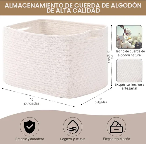 Miniatura 3 de ICERZCZ Cestas de almacenamiento para organizar estantes, cubos de cuerda de algodón tejida para organización del cuarto del bebé, organizador