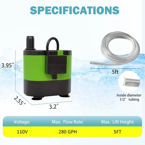 Miniatura 6 de Bomba sumergible automática con sensor de nivel, bomba de agua de fuente de altura de 5 pies para estanque, acuarios, pecera, hidroponía, apagado