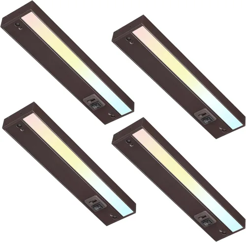 Miniatura 11 de TORCHSTAR Paquete de 4 luces LED de 12 pulgadas para debajo del gabinete, 5CCT, ETL T24, 8W 600LM, cableado y enchufable, 5 colores seleccionables