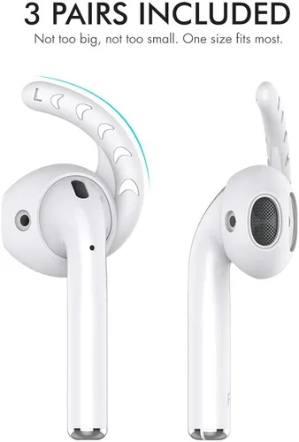 Miniatura 3 de AhaStyle 3 pares de ganchos para las orejas para AirPods, accesorios de silicona compatibles con auriculares Apple AirPods y EarPods (blanco leche)