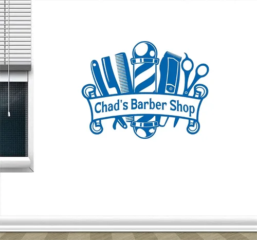 Miniatura 3 de Adhesivo de vinilo para pared con emblema de barbería, decoración de interiores moderna, decoración de peluquería, mural