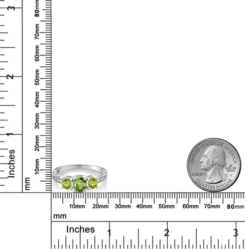 Miniatura 45 de Gem Stone King Anillo de compromiso de 3 piedras preciosas de oro blanco de 10 quilates con piedra natal y diamantes cultivados en laboratorio