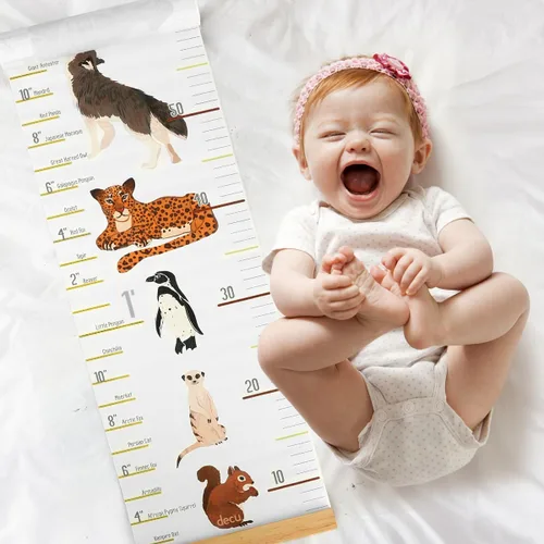 Miniatura 3 de Tabla de crecimiento de altura para bebés Regla colgante de pared de Mibote para niños, tabla de crecimiento de altura extraíble en lona 2 m x 20 cm