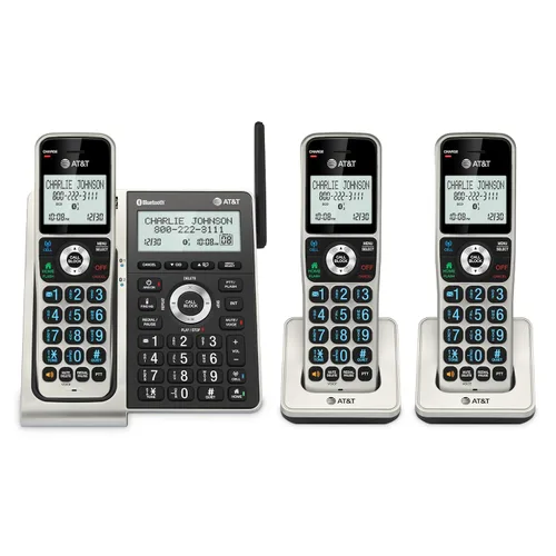 Miniatura 19 de AT&T CL83507 DECT 6.0 - Teléfono inalámbrico de 5 auriculares para el hogar con base de teclado dual, contestadora, bloqueo de llamadas, Base