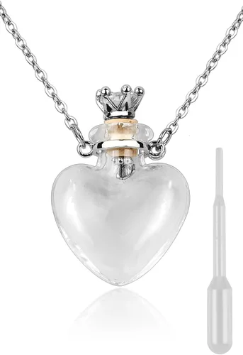 DS. DISTINCTIVE STYLE Collar de Frasco en Forma de Corazón Colgante de Botella de Perfume Collar de Frasco de Sangre para Líquido Joyería