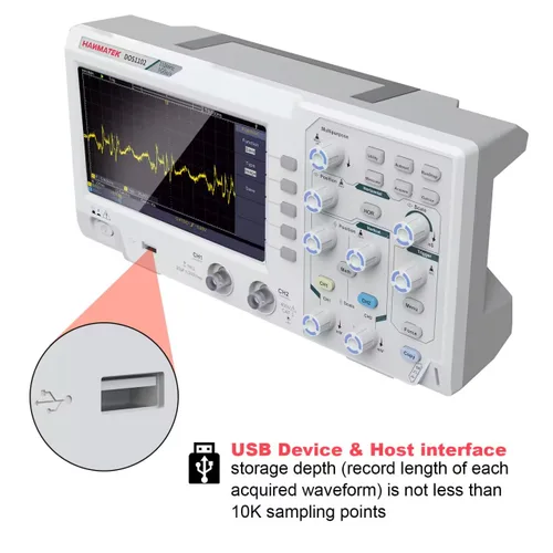 Miniatura 5 de HANMATEK DOS1102 - Osciloscopio digital con 110 MHz de ancho de banda, 2 canales y pantalla de 7 pulgadas / 18 cm, pantalla TFT-LCD, kit