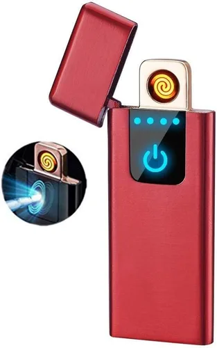 Miniatura 8 de Encendedor inteligente con sensor de huellas dactilares, sin llama, resistente al viento, encendedor de cigarrillos de doble cara, encendedor Negro