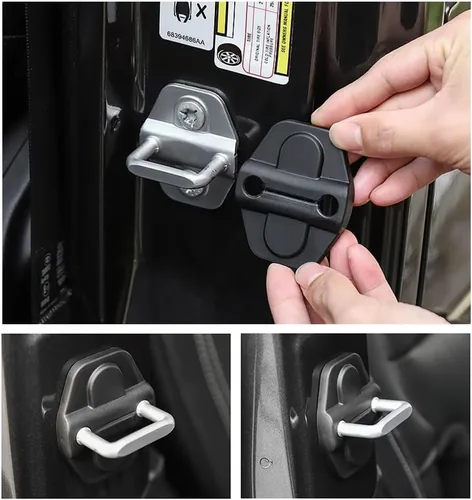 Miniatura 5 de 6 cubiertas para cerradura de puerta de automóvil, cubierta negra para cerradura de puerta compatible con Jeep Wrangler JLU JL 4XE Unlimited